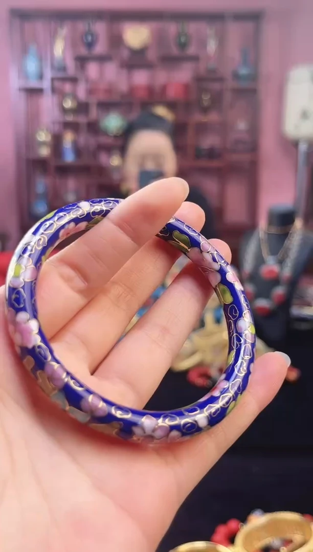 非遗 景泰蓝公主镯 55-60/细版 宝蓝