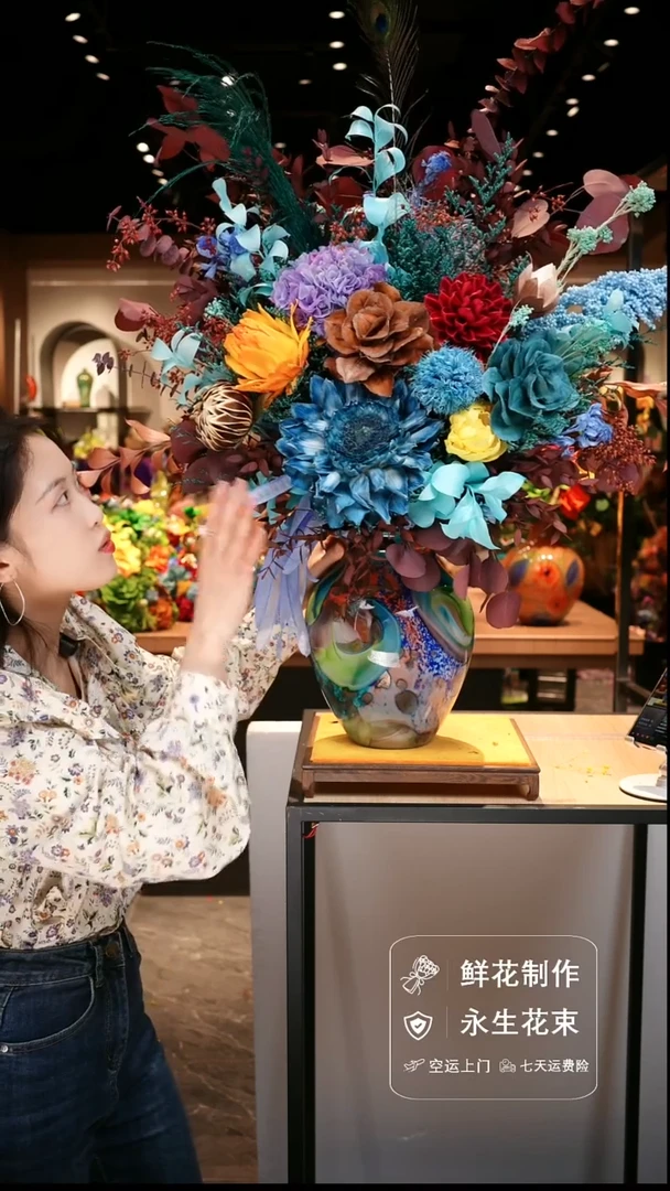 手工艺品琉璃手工花器花束空运包邮送货上门-以图片为准