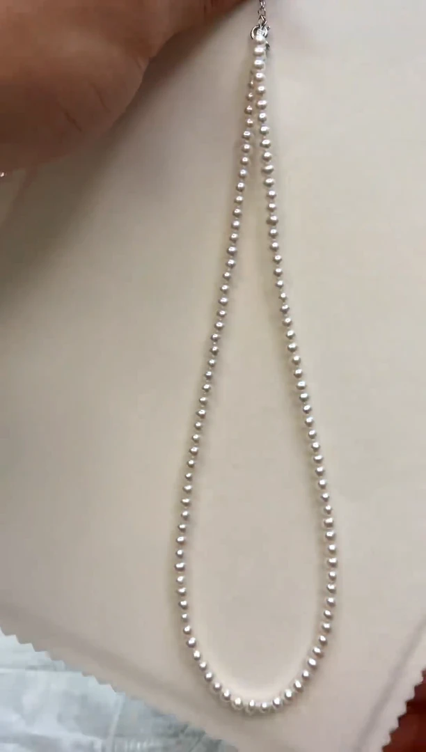 颈饰银S925镶嵌淡水珍珠3.5-4