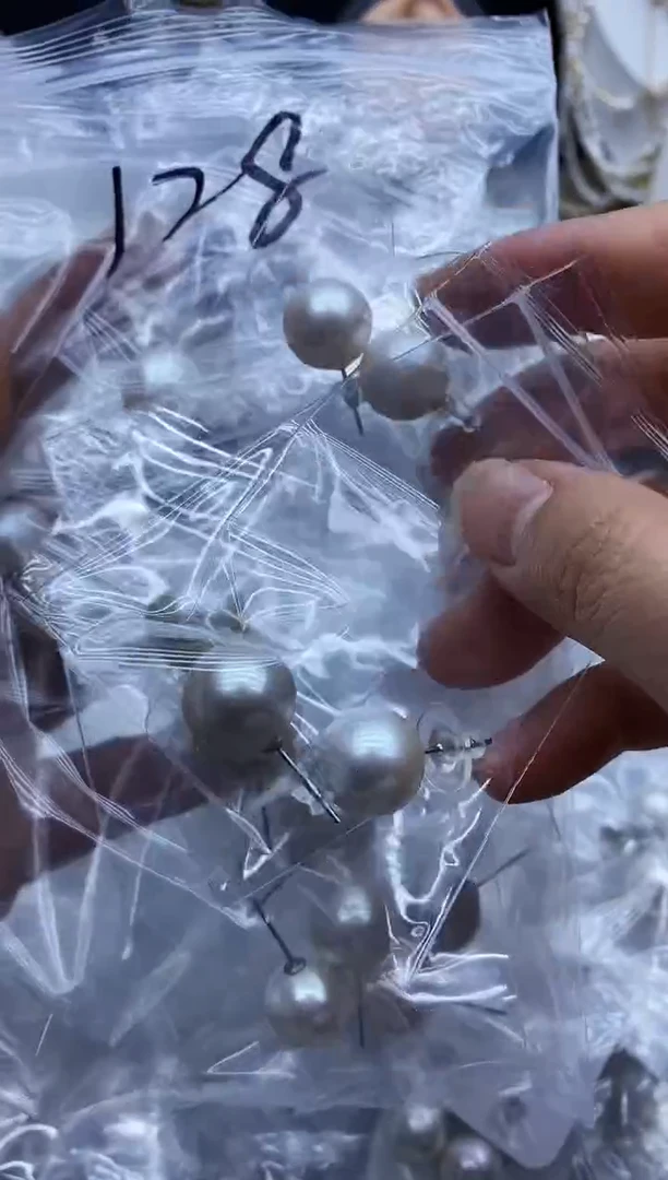 银S925镶嵌耳饰淡水珍珠耳钉多样性发其一