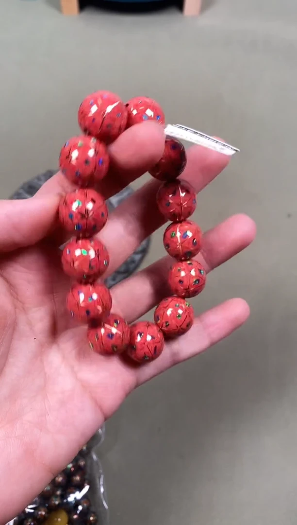 大漆粉红佳人1.6手串13颗