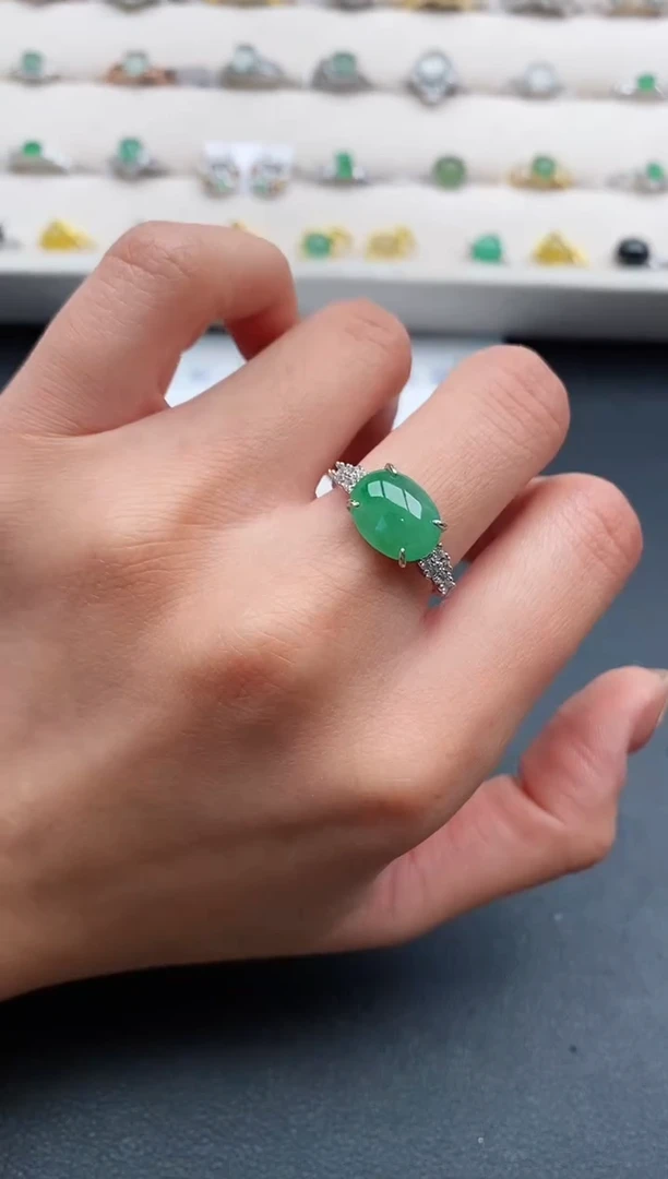 银S925镶嵌戒指翡翠22222222+1