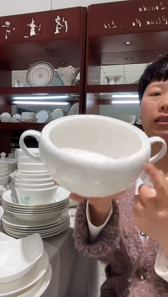 瓷隆达骨瓷白瓷品锅碗无盖