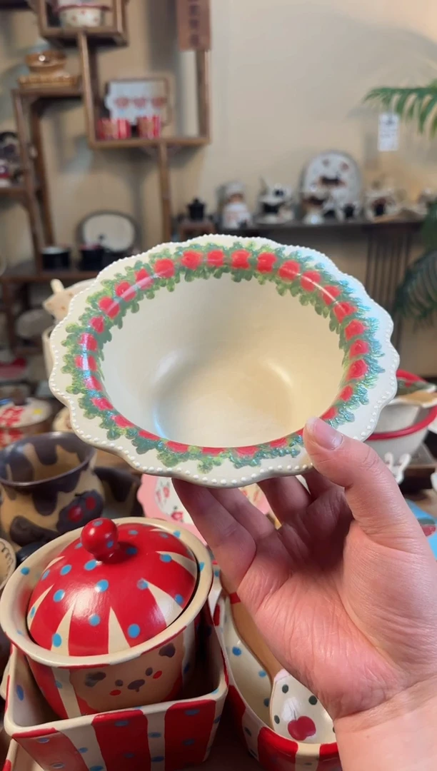 【闪购商品】黑色玫瑰草帽碗高温瓷器