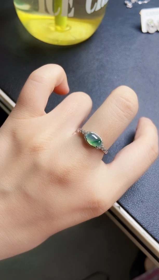 翡翠戒指银S925镶嵌4165546