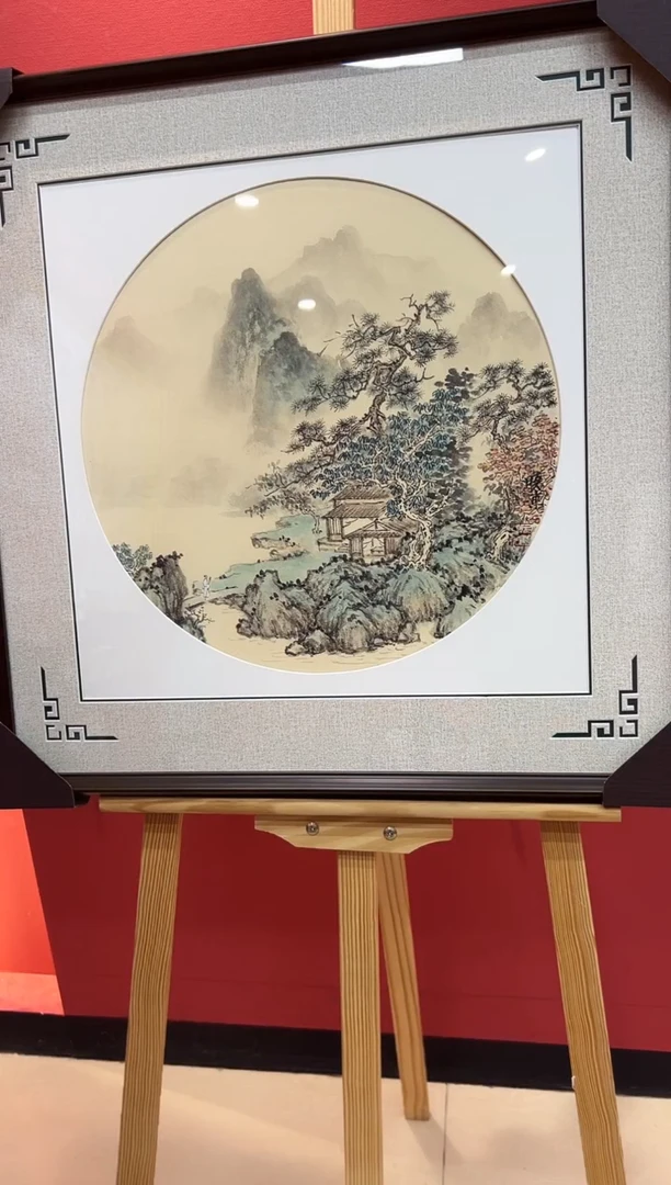 国画刘晓东 1.5平尺 仿古山水（带框）