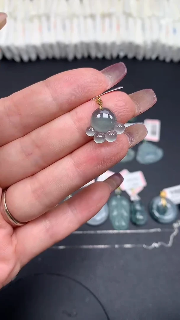 翡翠18K金镶嵌吊坠(不含链)MS190346