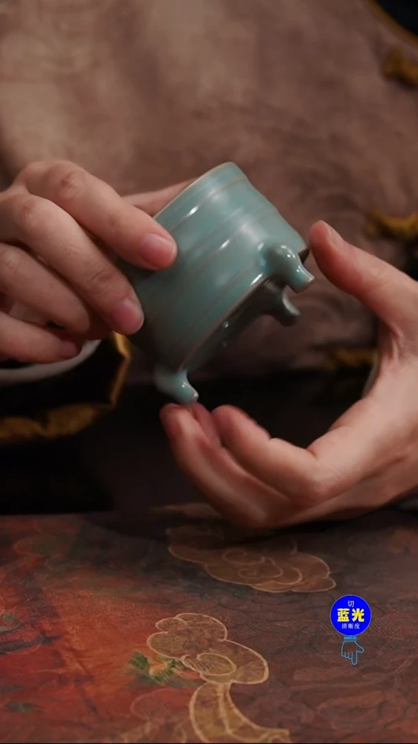 摆件瓷瑕品清凉寺原矿釉三足杯