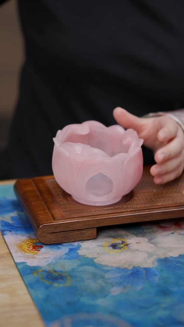 心缘堂 粉彩琉璃 莲花 温茶炉