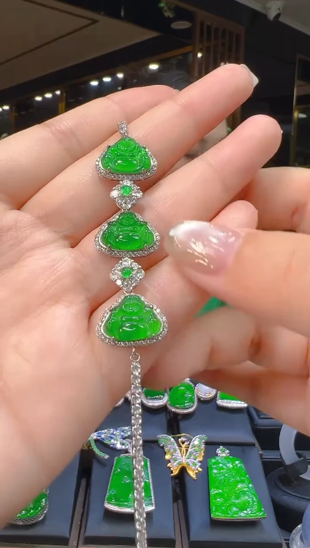 银S925镶嵌手链翡翠100（多样性发其一）