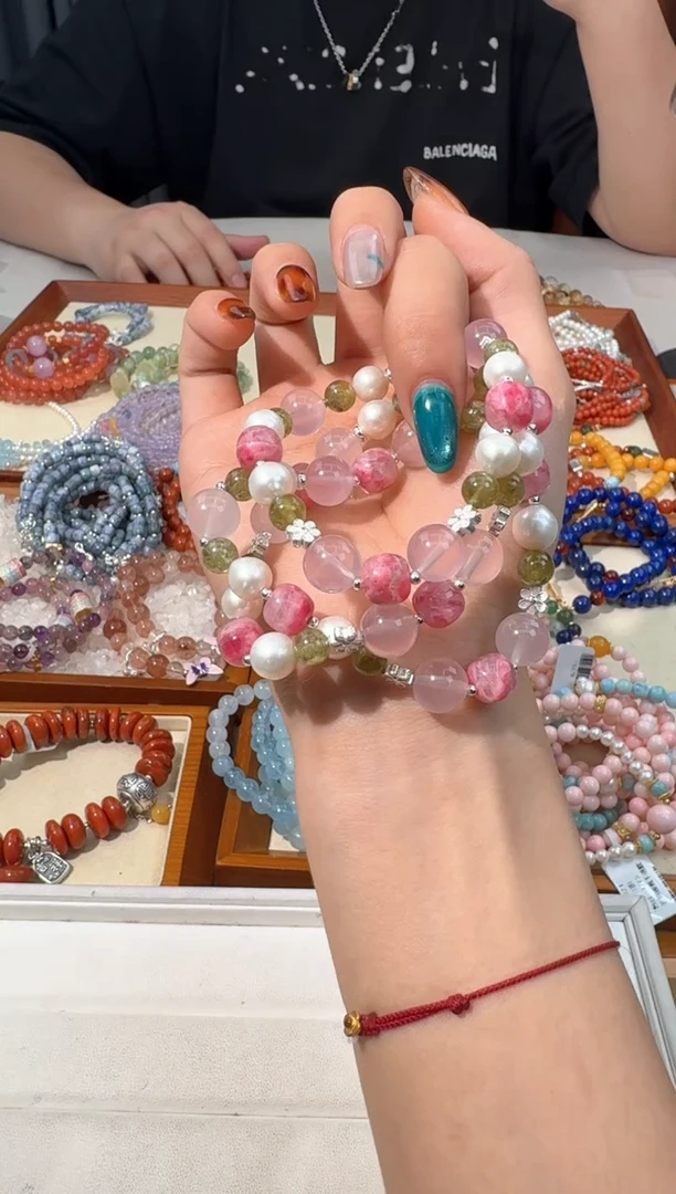 【闪购商品】水晶手链银S925镶嵌A011樱花雨粉水沙弗莱设计款