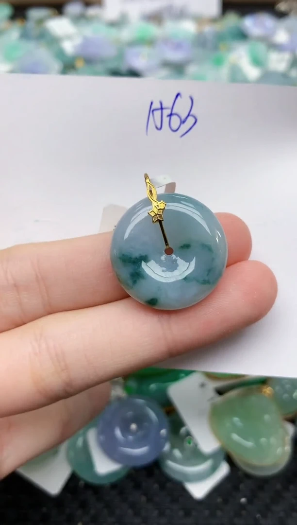 颈饰18K金镶嵌翡翠天然缅甸A货翡翠百元以上9元证书费自理