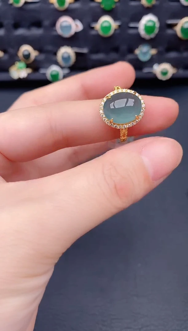 银S925镶嵌戒指翡翠天然a货翡翠570