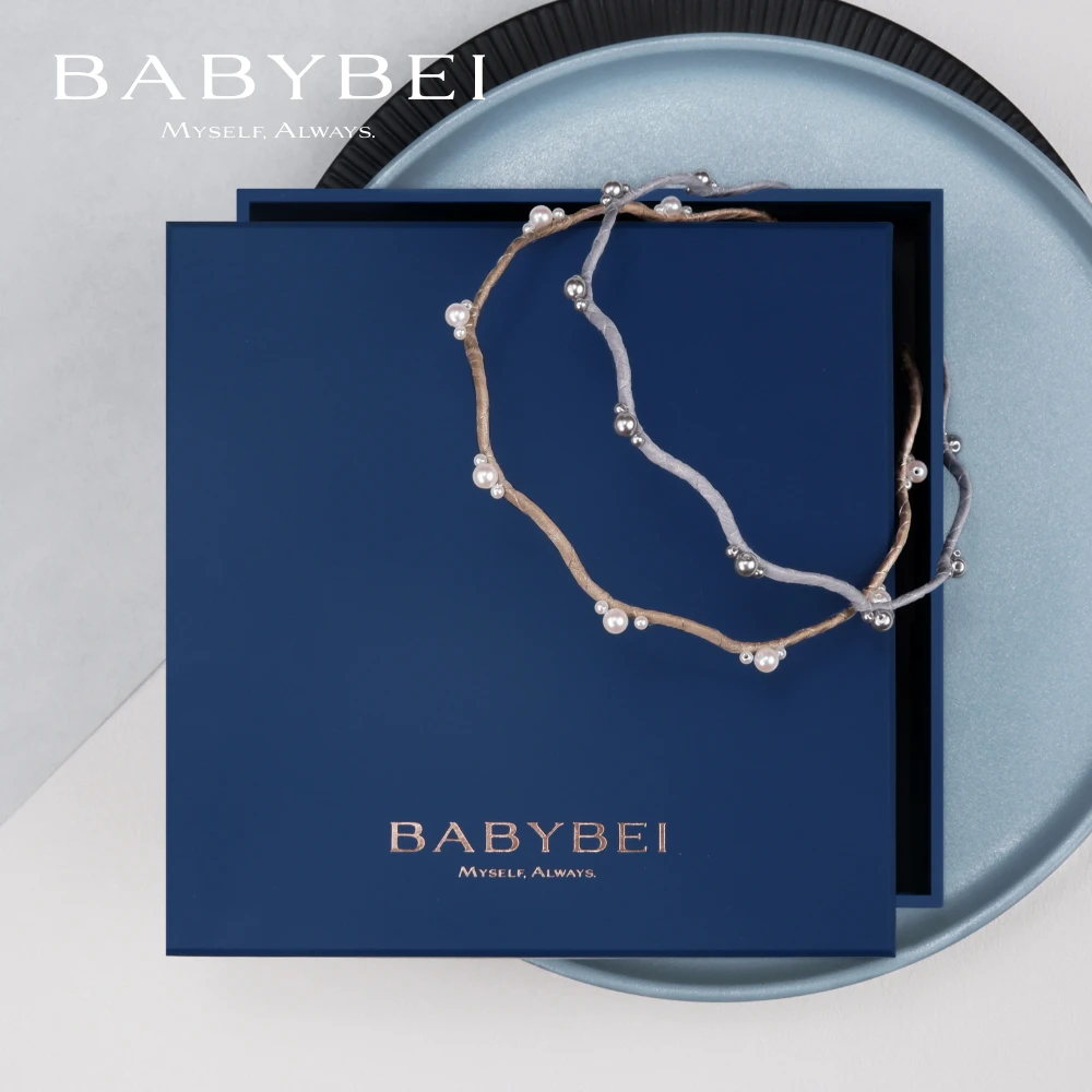 BABYBEI/初贝豆豆高亮珠超细版发箍气质简约百搭手工温柔米色灰色