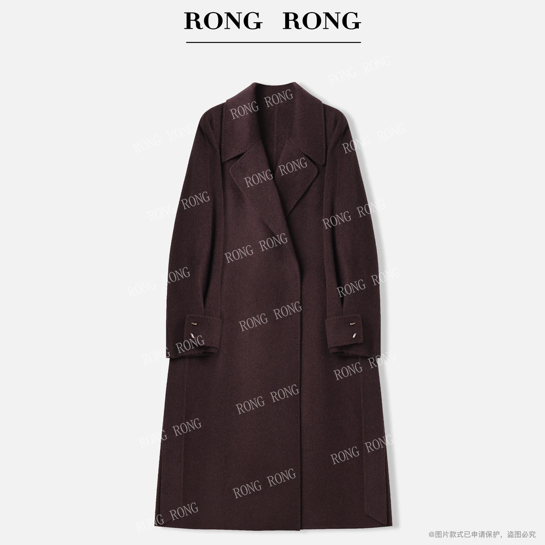 溶溶S【朱紫霜尘】RONGRONG 绵羊毛羊驼绒廓形双面呢大衣25HD252LZ