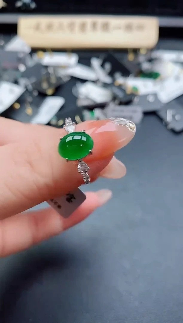 银S925镶嵌戒指翡翠1