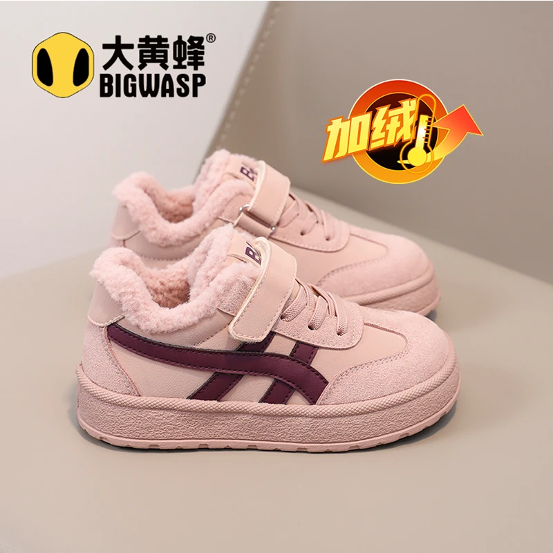 大黄蜂女童加绒二棉鞋2025冬季儿童百搭休闲保暖鞋加厚防滑冬鞋潮