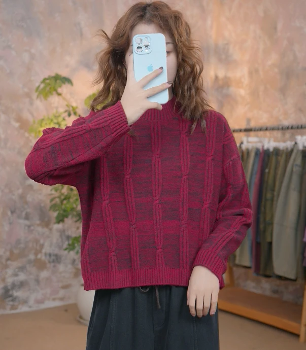 【Hty推荐】针织冬季立领休闲风毛针织衫上衣打底女装半高领