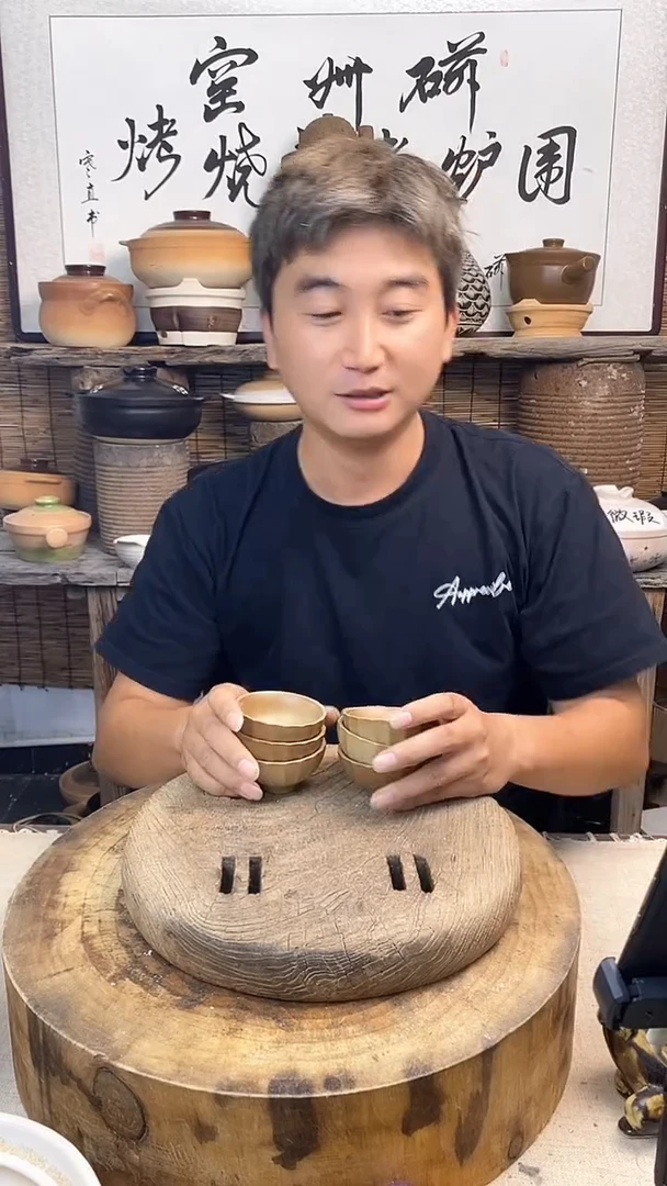 土陶土陶小茶杯花瓣杯（6个装）