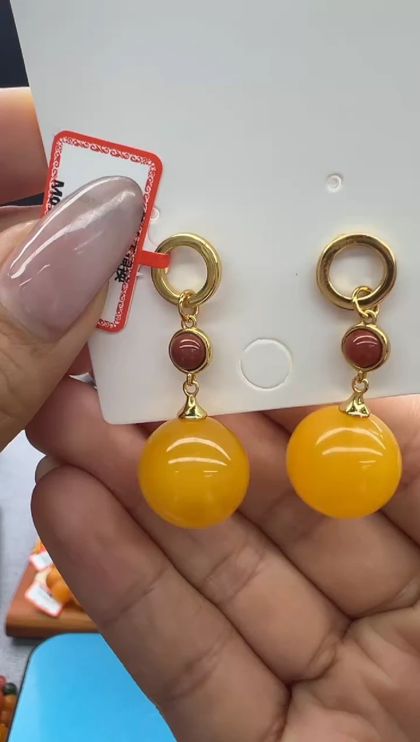 【闪购商品】琥珀耳饰未镶嵌1秒拍号