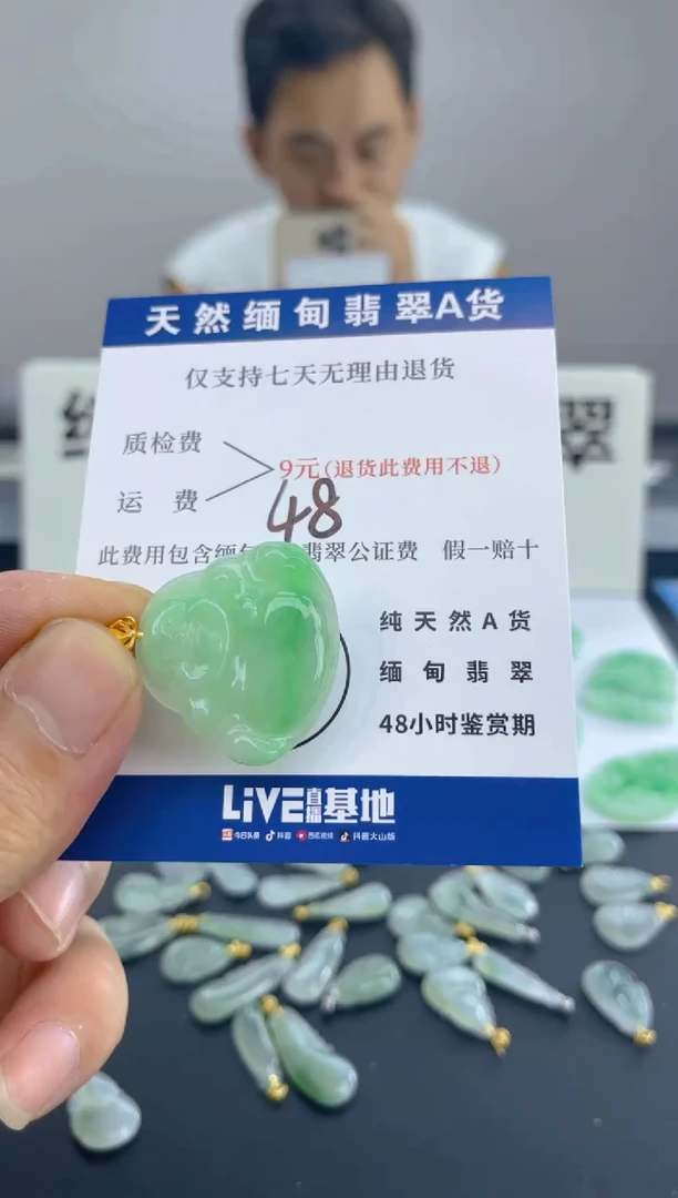 颈饰18K金镶嵌翡翠天然A货翡翠