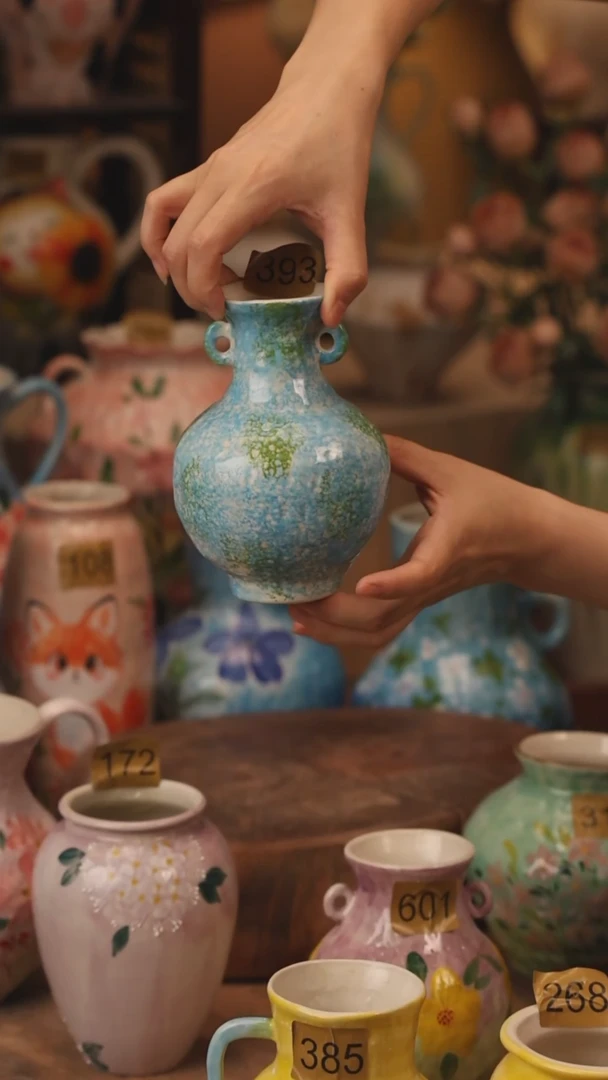 陶瓷393景德镇设计师手作花器摆件侘寂风