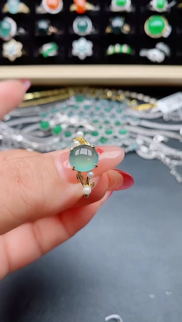 【闪购商品】翡翠戒指银S925镶嵌5080505