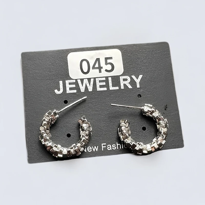 铜合金耳饰 【045】法式复古细闪C形耳环气质百搭时尚设计感耳饰