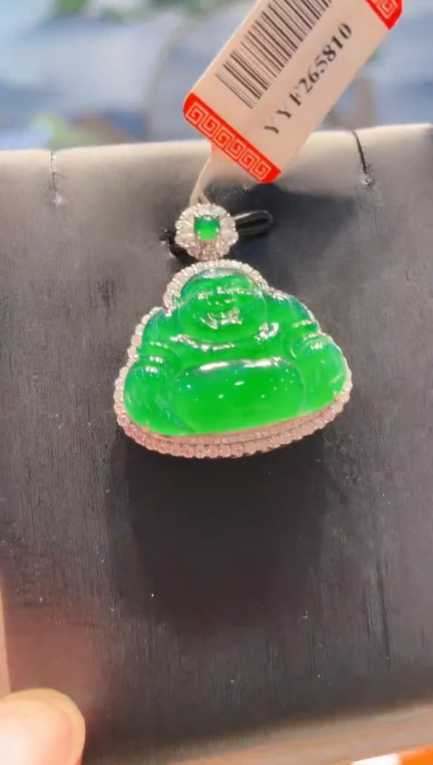 翡翠18K金镶嵌颈饰翡翠A141