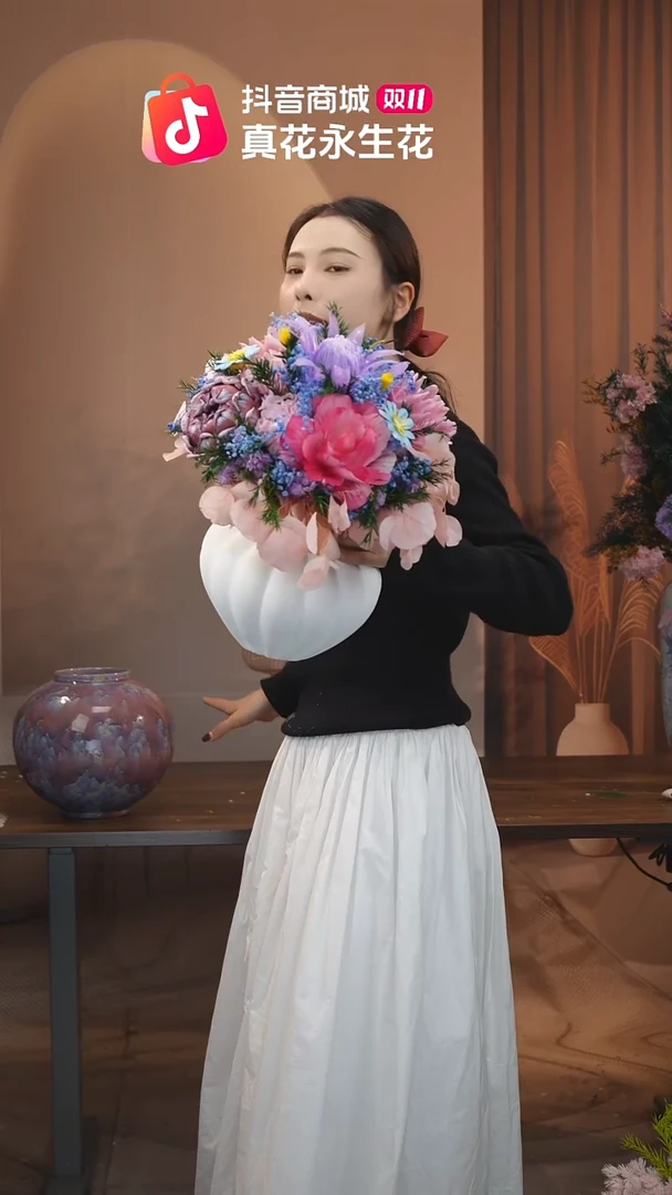 木图片款式：花+花瓶一整套