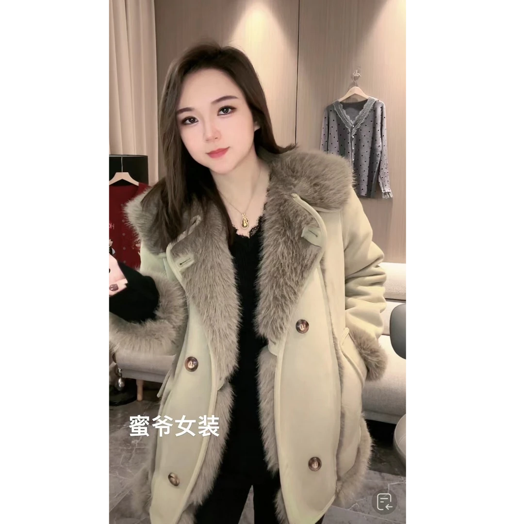 【蜜爷家】欧货冬款翻领双排口厚外套6038#