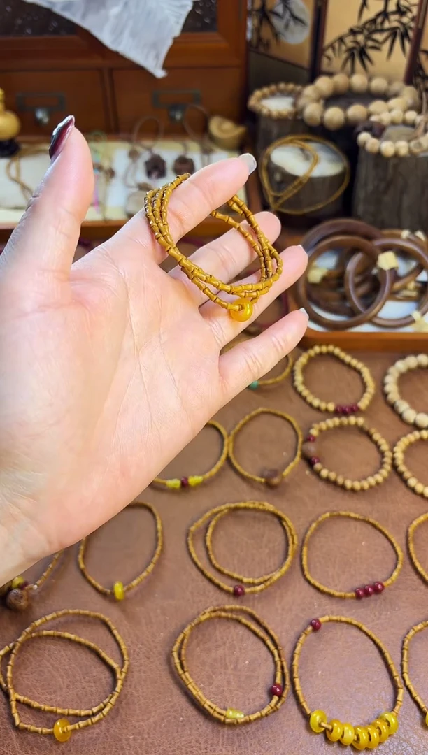 手串桃核竹节三圈黄跑环