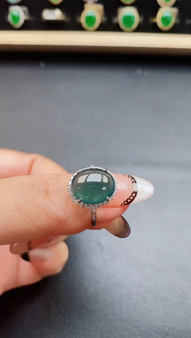 翡翠戒指银S925镶嵌508050