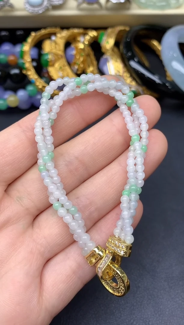 未镶嵌手串翡翠58-雪姐翡翠天天见