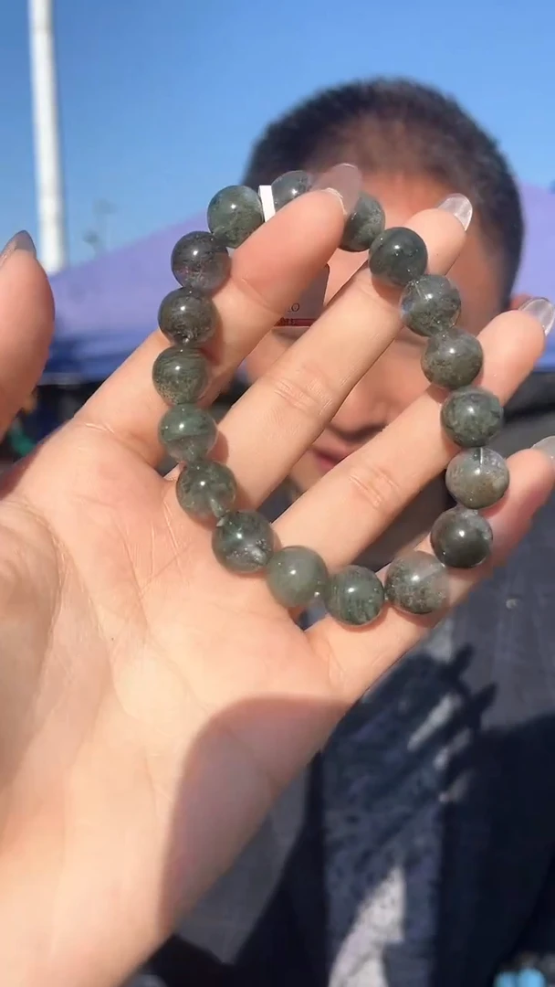 绿水晶手链未镶嵌天然绿幽灵手串多样性发一11mm