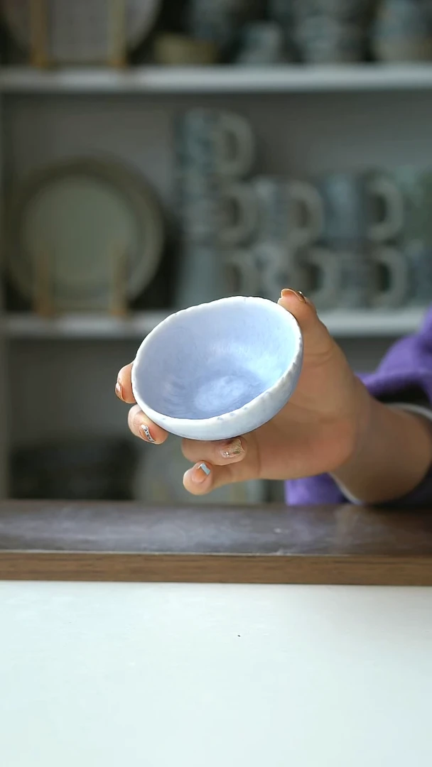 陶DXC砚山冰心蓝蘸料碟8cm@4-2@