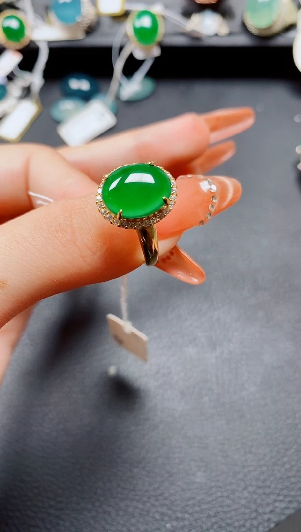 银S925镶嵌戒指翡翠翡翠