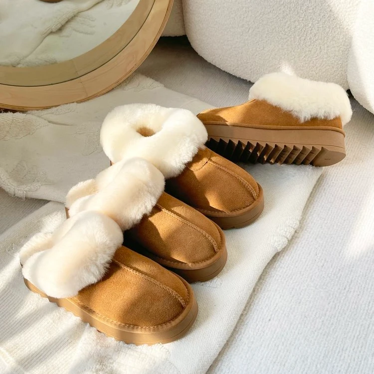 【交个朋友专属】XGXC牛皮雪地毛拖绒毛一脚蹬雪地鞋-XG8097