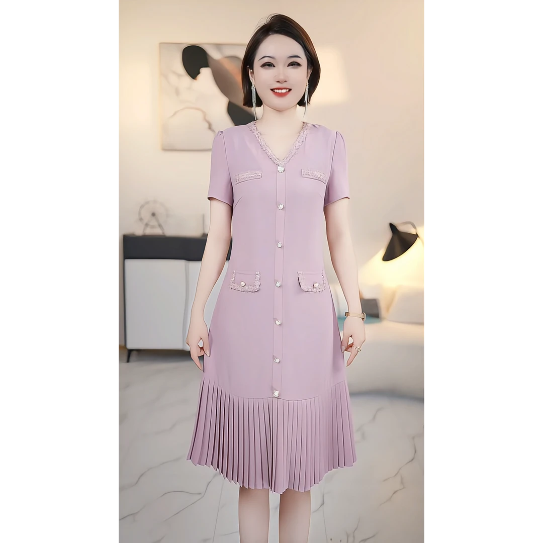 【薇薇自在】A 高端大码原创遮肉显瘦连衣裙 A8933