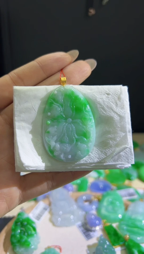 【闪购商品】翡翠颈饰18K金镶嵌Q缅料A货翡翠/支持复检/一件