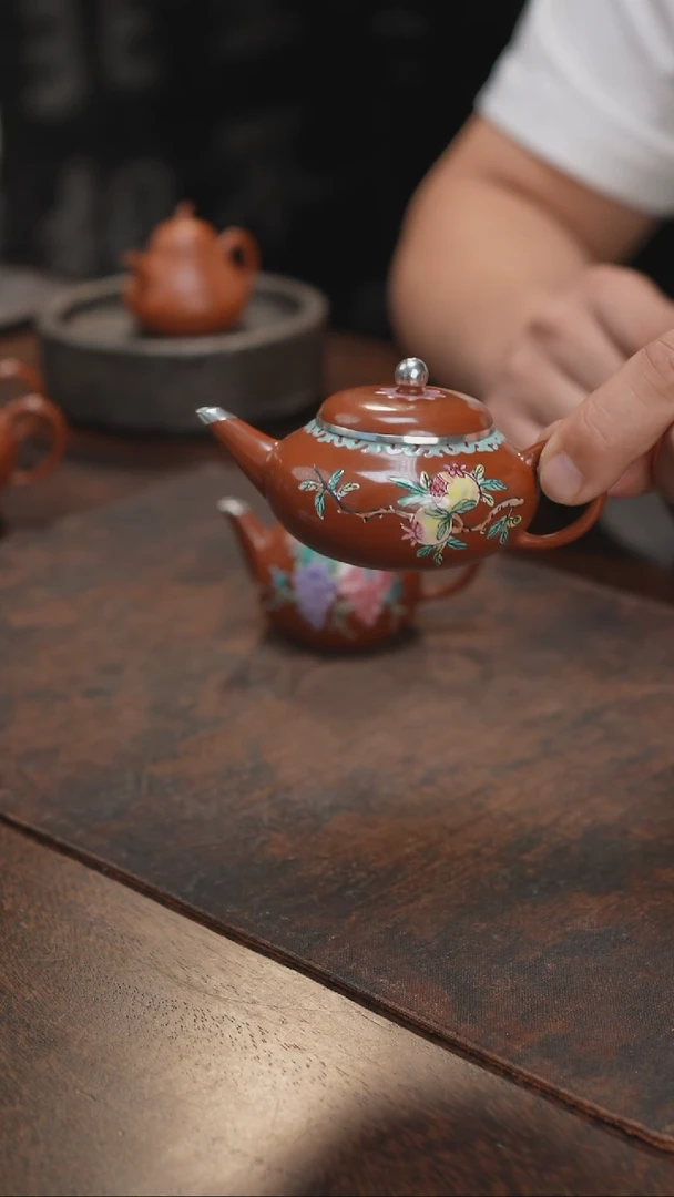 水磨珐琅包银水平泡茶