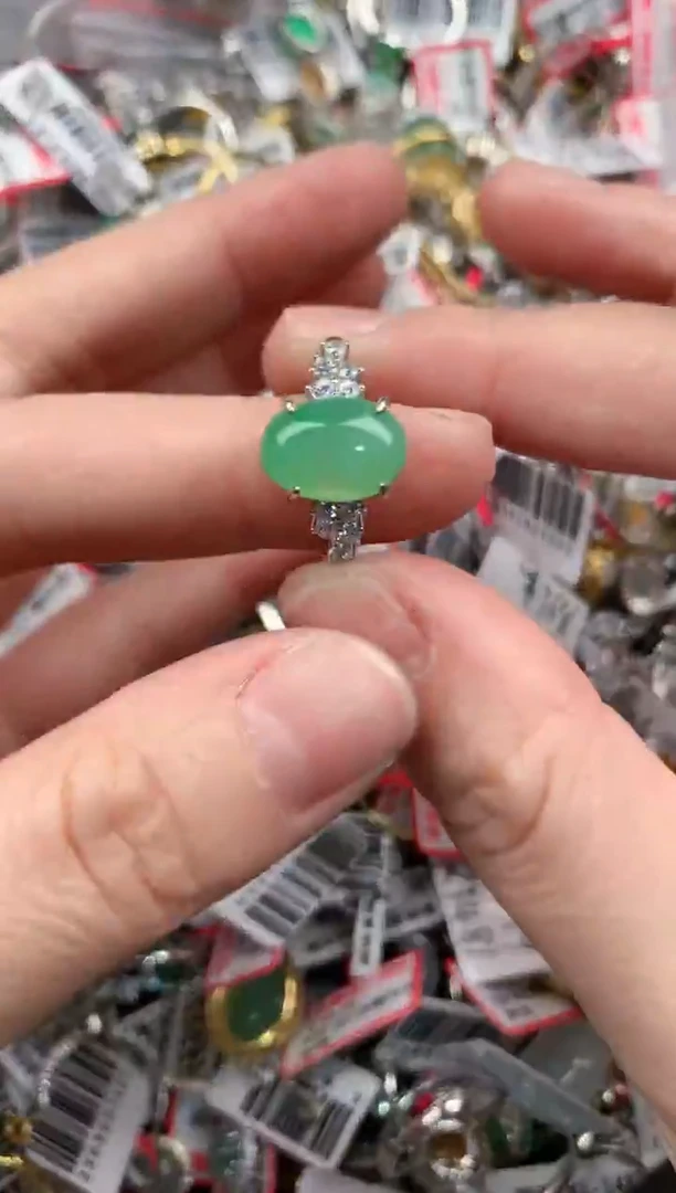 银S925镶嵌戒指翡翠12-12-12      3