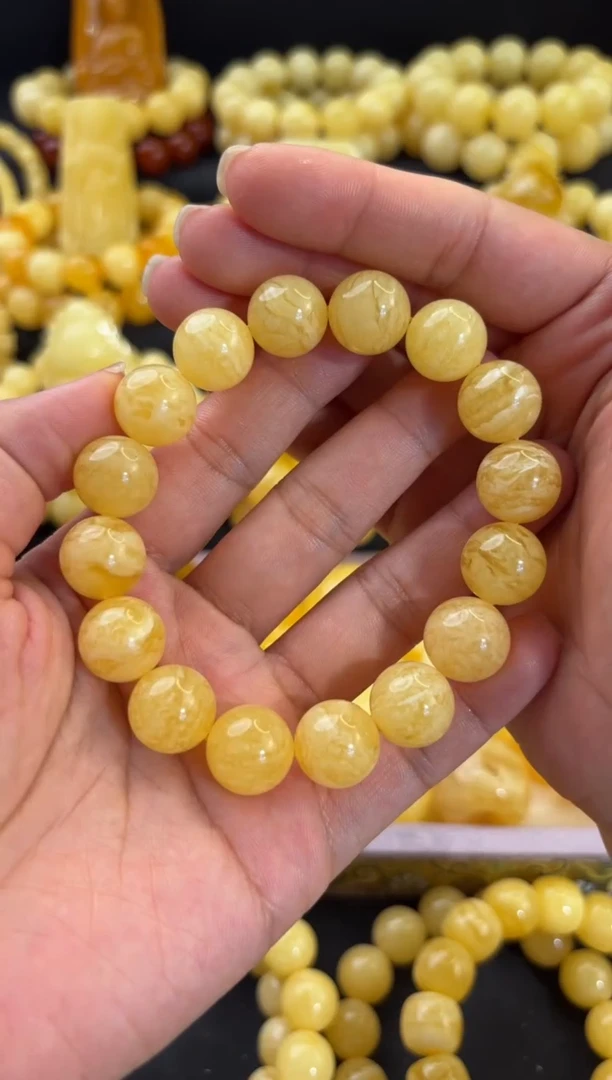 未镶嵌蜜蜡手串13+黄虎皮妖花