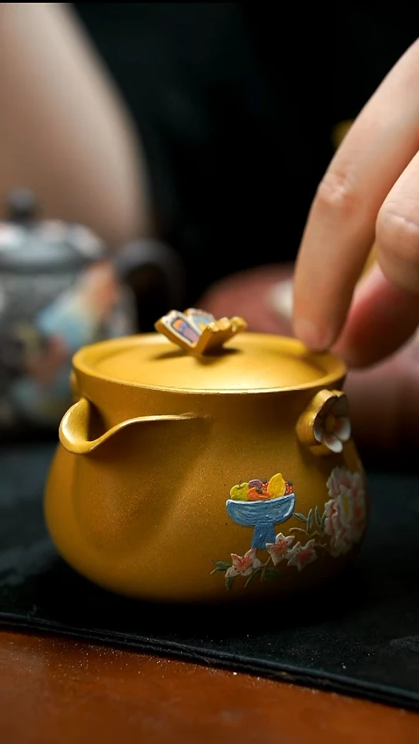茶壶紫砂黄金段清供宝瓶壶