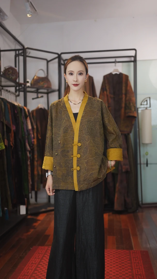 【金蚕三扣上衣】新中式非遗重缎老料上衣127-25028金蚕三扣上衣