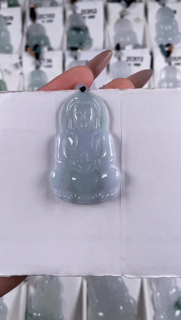 颈饰未镶嵌翡翠永*哥ZC024翡翠冰绿观音+孤品+送同款绳子
