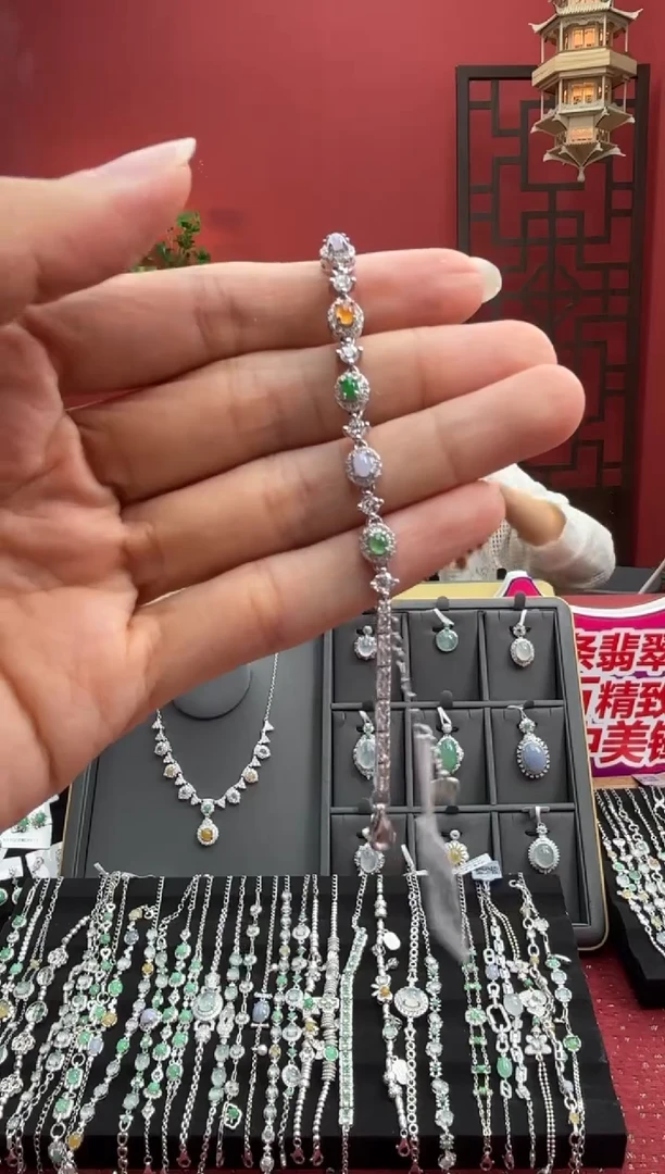 银S925镶嵌手链翡翠002589r