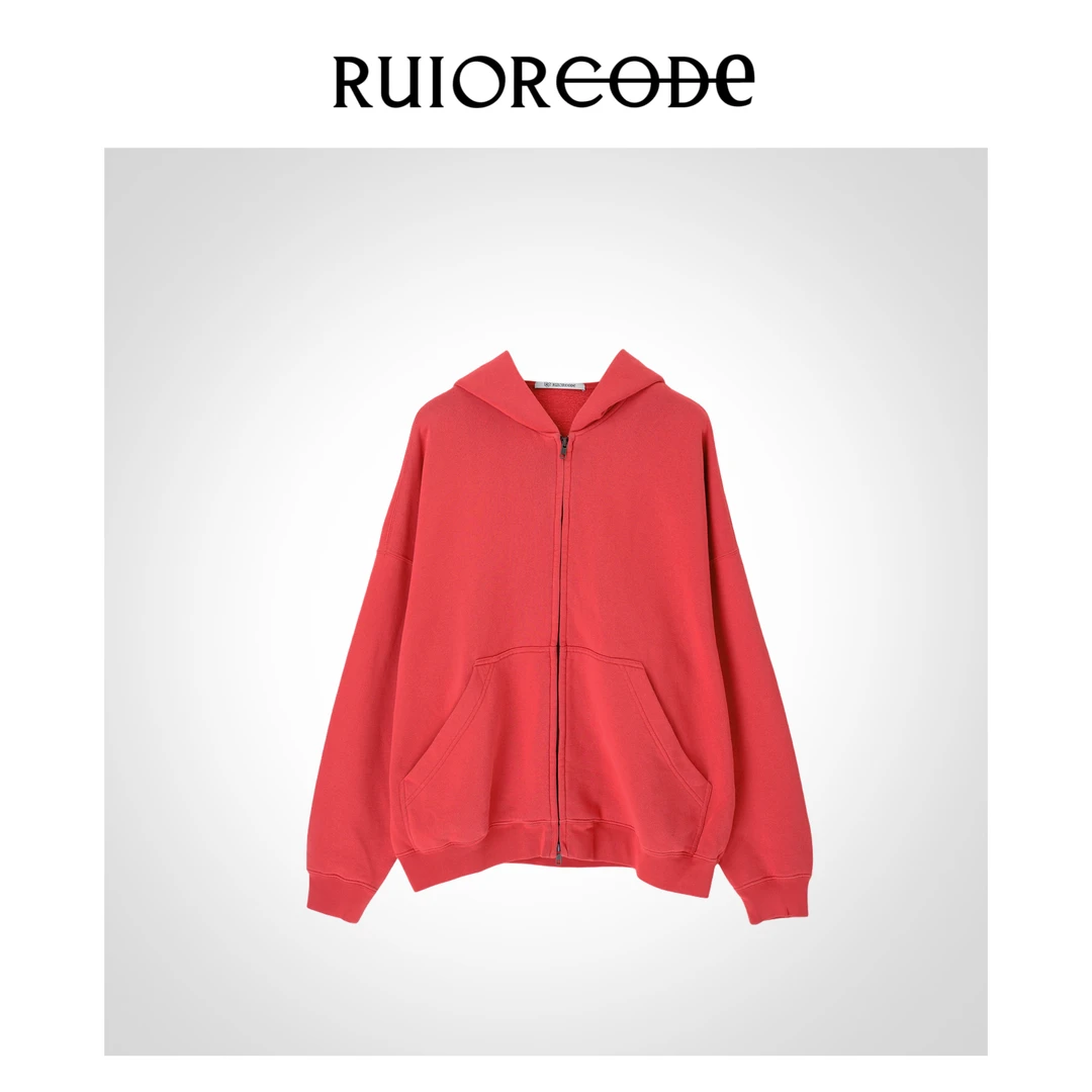 【RUIORCODE】美式复古红运动双头拉链薄绒连帽卫衣&理性消费