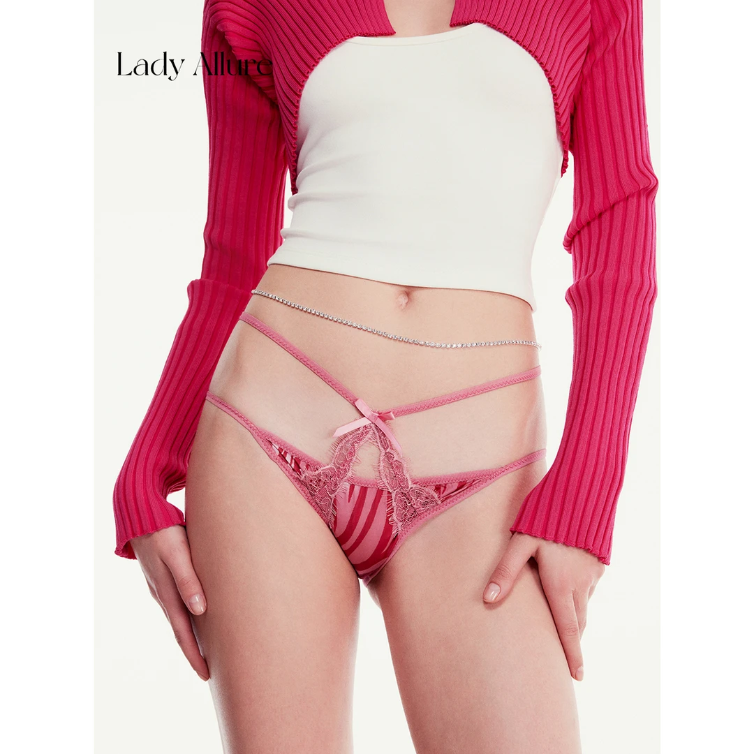 「LA」暮夜魅惑*原创豹纹性感欧美拼接蕾丝镂空网纱纯欲三角内裤