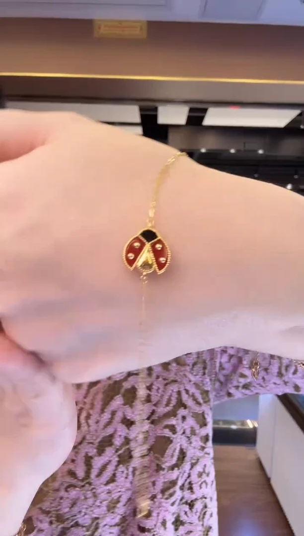 18K金镶嵌手链玛瑙/玉髓瓢虫